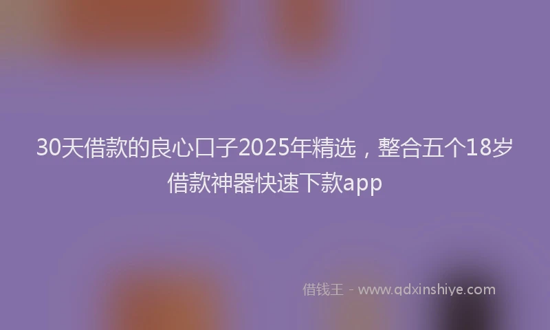 30天借款的良心口子2025年精选，整合五个18岁借款神器快速下款app