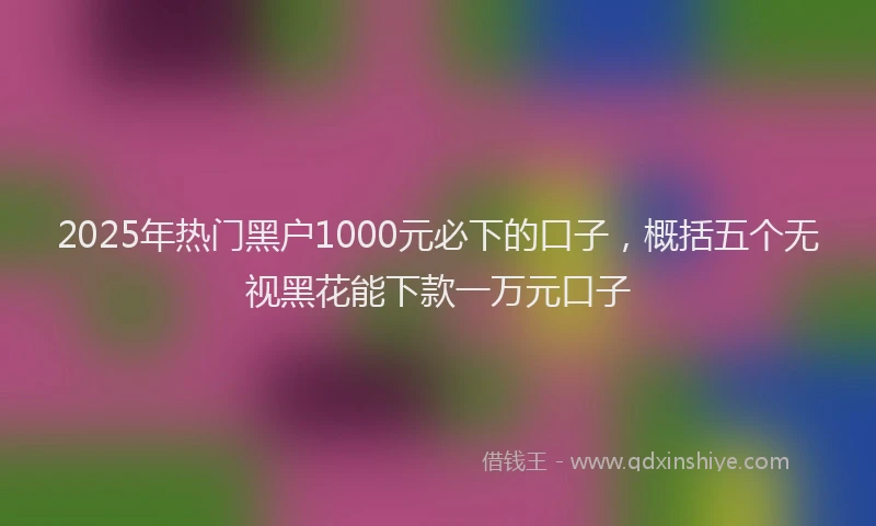 2025年热门黑户1000元必下的口子,概括五个无视黑花能下款一万元口子