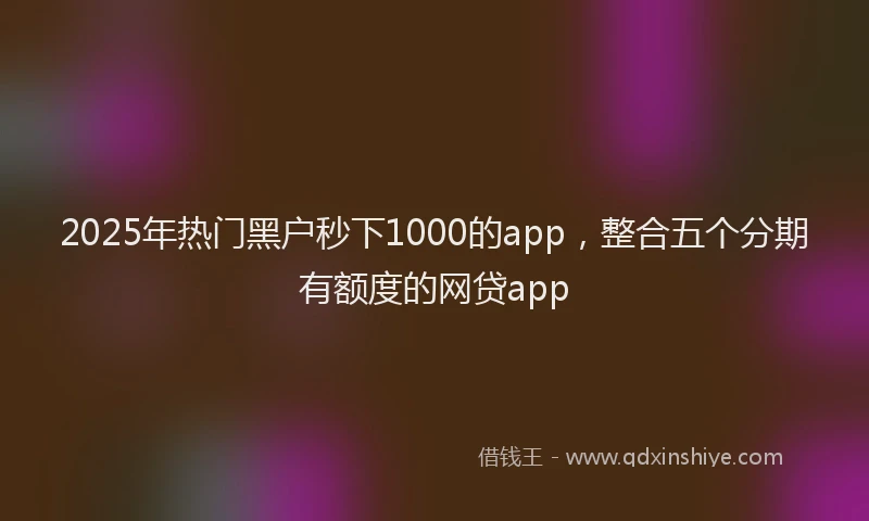 2025年热门黑户秒下1000的app，整合五个分期有额度的网贷app