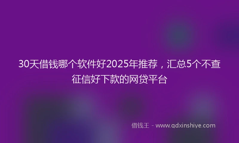 30天借钱哪个软件好2025年推荐，汇总5个不查征信好下款的网贷平台