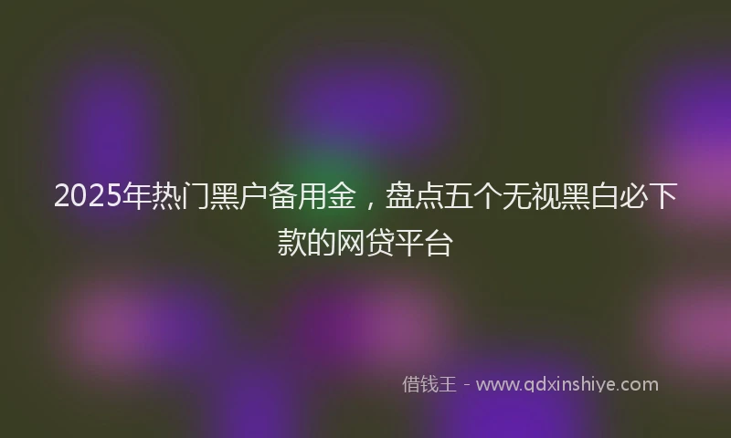 2025年热门黑户备用金，盘点五个无视黑白必下款的网贷平台