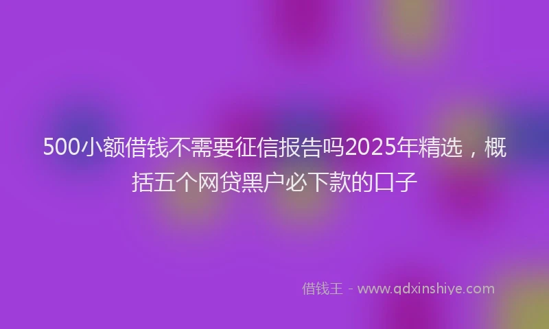 500小额借钱不需要征信报告吗2025年精选，概括五个网贷黑户必下款的口子