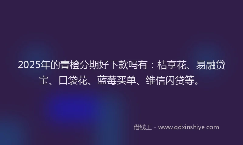 2025年的青橙分期好下款吗有：桔享花、易融贷宝、口袋花、蓝莓买单、维信闪贷等。