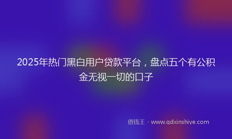 2025年热门黑白用户贷款平台，盘点五个有公积金无视一切的口子