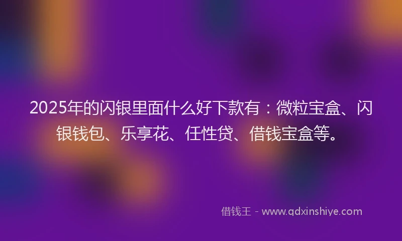 2025年的闪银里面什么好下款有：微粒宝盒、闪银钱包、乐享花、任性贷、借钱宝盒等。