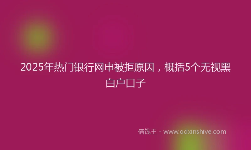 2025年热门银行网申被拒原因，概括5个无视黑白户口子