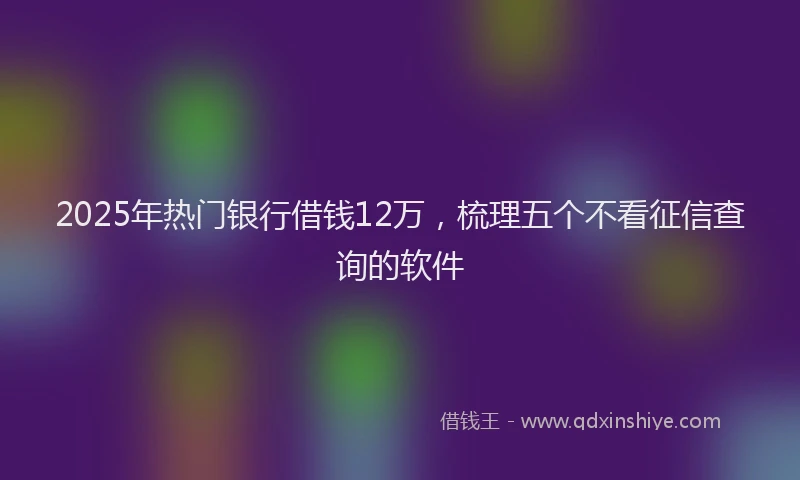 2025年热门银行借钱12万，梳理五个不看征信查询的软件