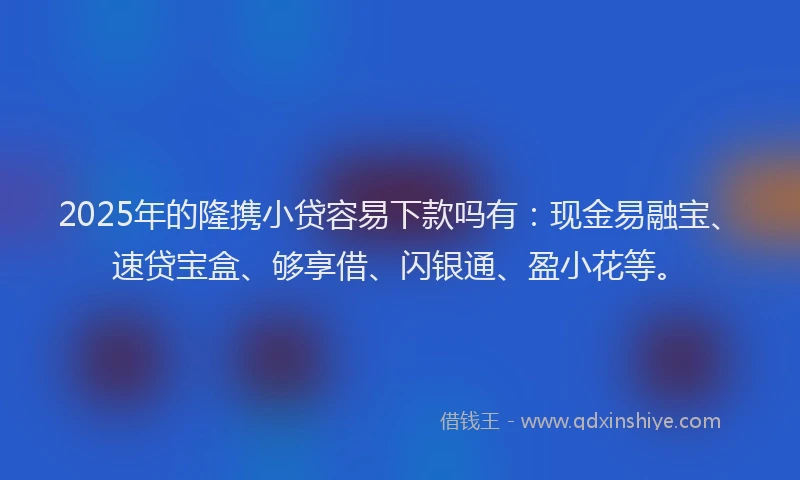 2025年的隆携小贷容易下款吗有：现金易融宝、速贷宝盒、够享借、闪银通、盈小花等。