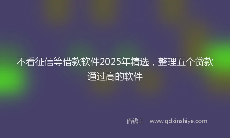 不看征信等借款软件2025年精选，整理五个贷款通过高的软件