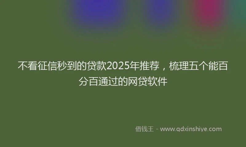 不看征信秒到的贷款2025年推荐，梳理五个能百分百通过的网贷软件