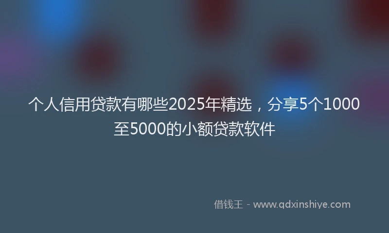 个人信用贷款有哪些2025年精选，分享5个1000至5000的小额贷款软件