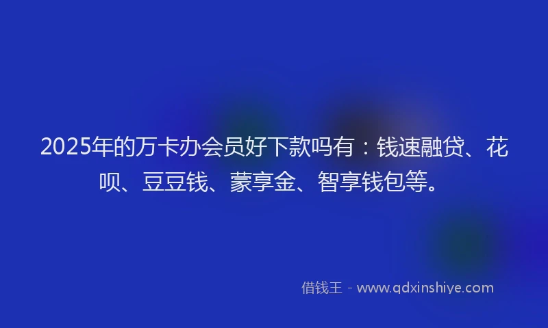 2025年的万卡办会员好下款吗有：钱速融贷、花呗、豆豆钱、蒙享金、智享钱包等。