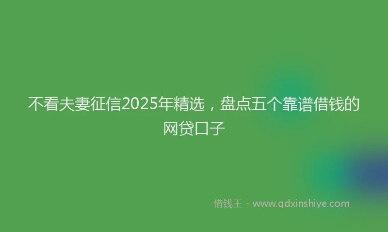 不看夫妻征信2025年精选，盘点五个靠谱借钱的网贷口子