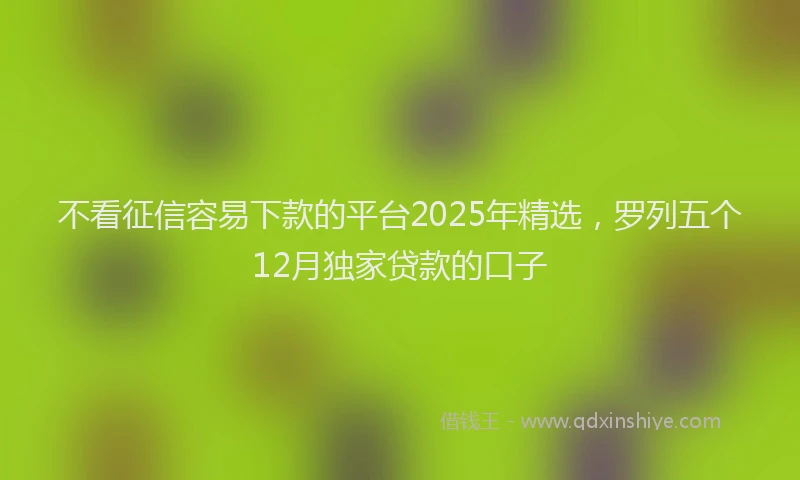 不看征信容易下款的平台2025年精选，罗列五个12月独家贷款的口子