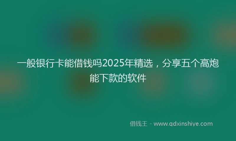 一般银行卡能借钱吗2025年精选，分享五个高炮能下款的软件
