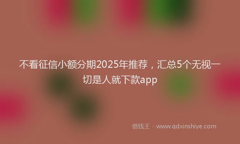 不看征信小额分期2025年推荐，汇总5个无视一切是人就下款app