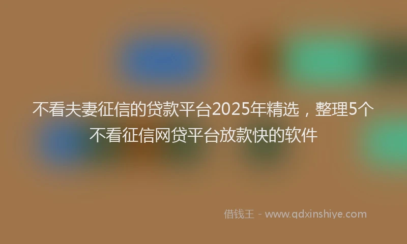 不看夫妻征信的贷款平台2025年精选，整理5个不看征信网贷平台放款快的软件