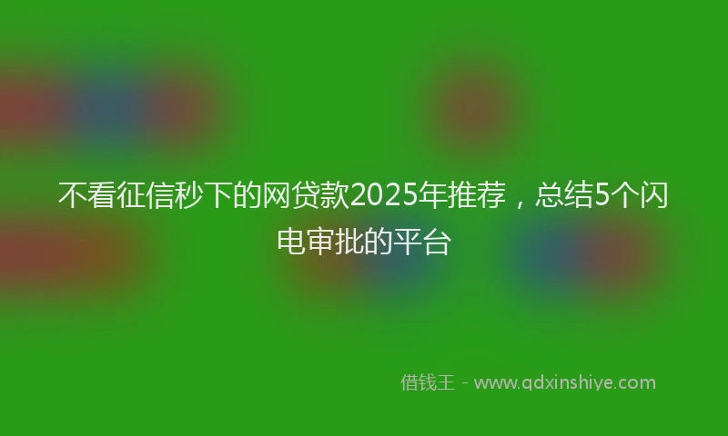不看征信秒下的网贷款2025年推荐，总结5个闪电审批的平台