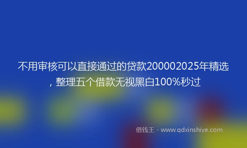 不用审核可以直接通过的贷款200002025年精选，整理五个借款无视黑白100%秒过