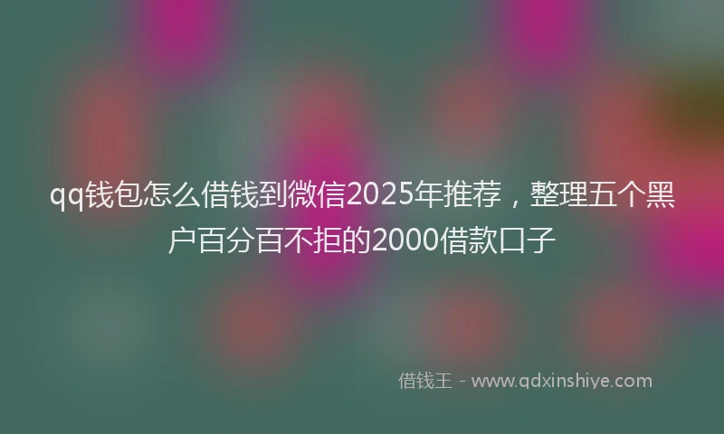 qq钱包怎么借钱到微信2025年推荐，整理五个黑户百分百不拒的2000借款口子