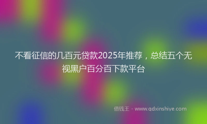 不看征信的几百元贷款2025年推荐，总结五个无视黑户百分百下款平台