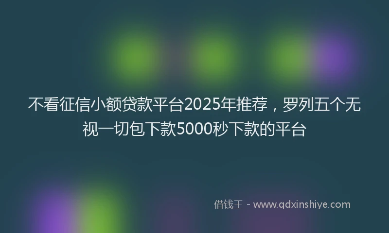 不看征信小额贷款平台2025年推荐，罗列五个无视一切包下款5000秒下款的平台