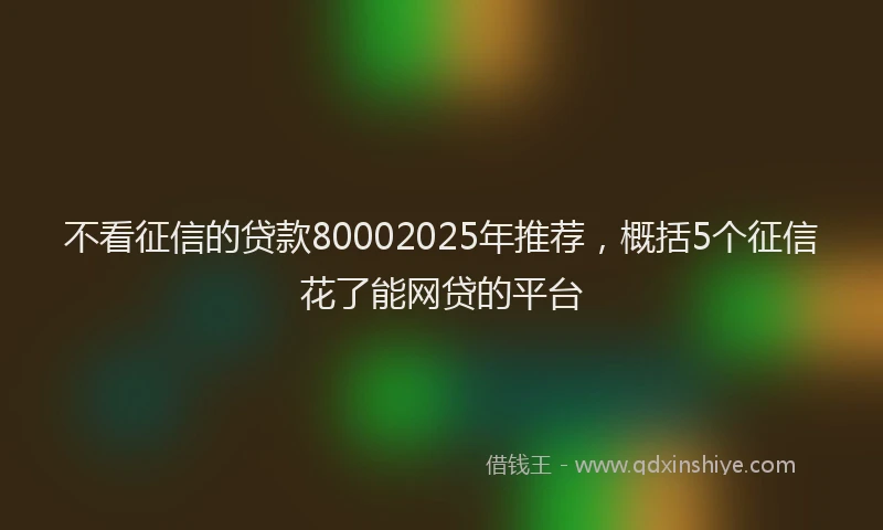 不看征信的贷款80002025年推荐，概括5个征信花了能网贷的平台