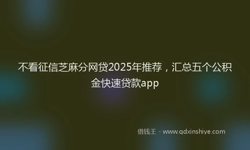 不看征信芝麻分网贷2025年推荐，汇总五个公积金快速贷款app