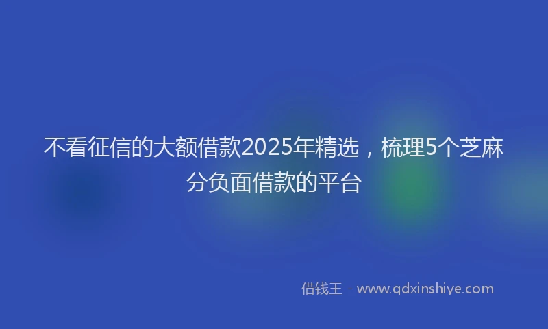 不看征信的大额借款2025年精选，梳理5个芝麻分负面借款的平台