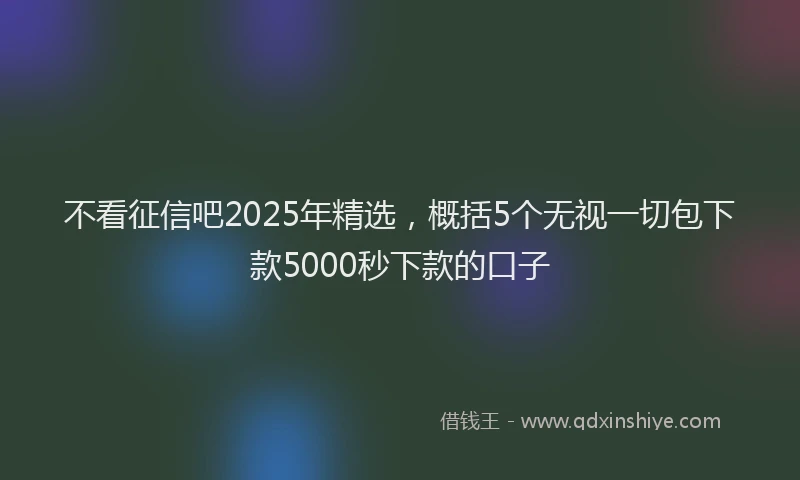不看征信吧2025年精选，概括5个无视一切包下款5000秒下款的口子
