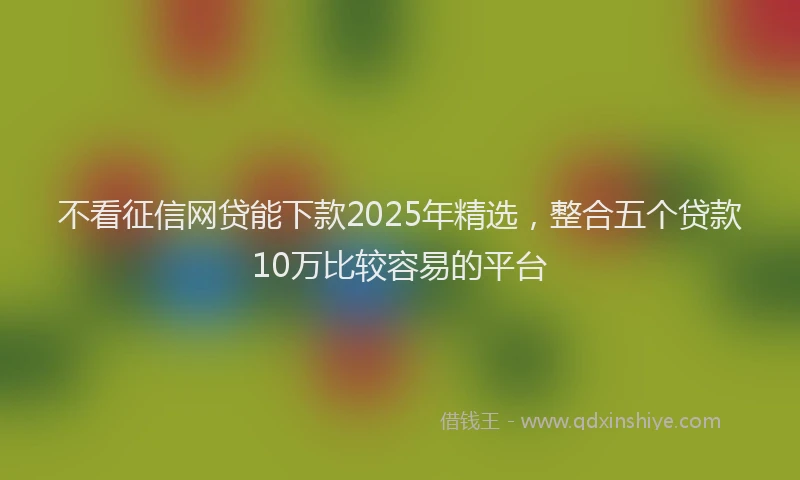 不看征信网贷能下款2025年精选，整合五个贷款10万比较容易的平台