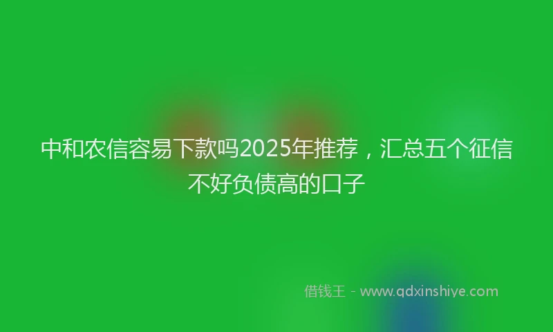 中和农信容易下款吗2025年推荐，汇总五个征信不好负债高的口子