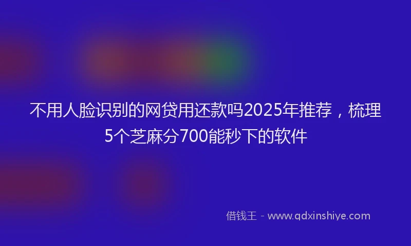 不用人脸识别的网贷用还款吗2025年推荐，梳理5个芝麻分700能秒下的软件