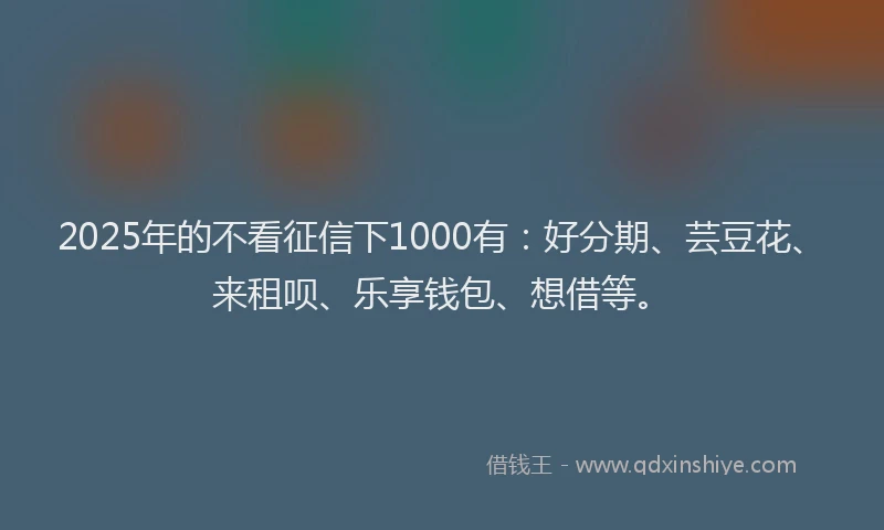 2025年的不看征信下1000有：好分期、芸豆花、来租呗、乐享钱包、想借等。