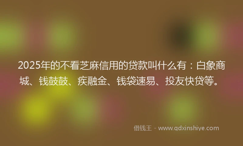 2025年的不看芝麻信用的贷款叫什么有：白象商城、钱鼓鼓、疾融金、钱袋速易、投友快贷等。