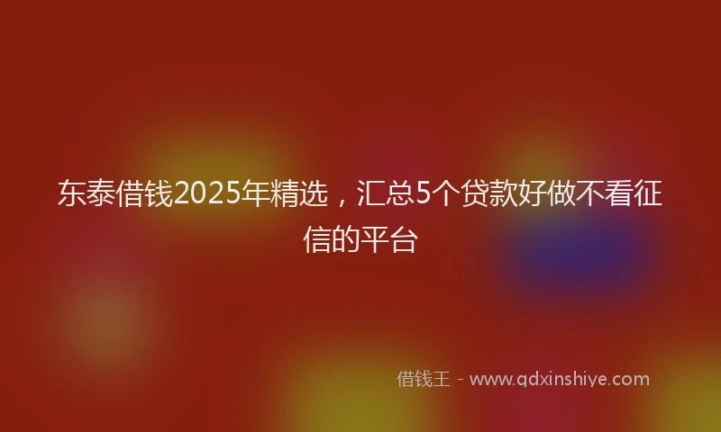 东泰借钱2025年精选，汇总5个贷款好做不看征信的平台