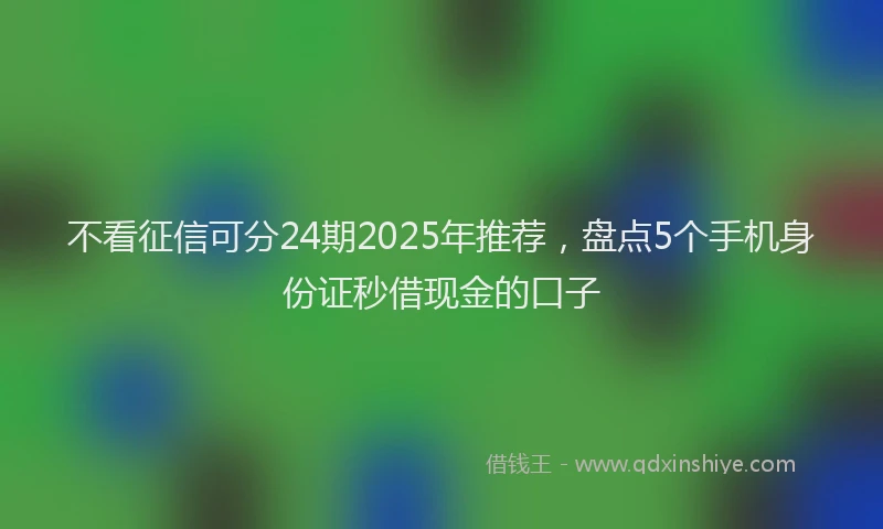不看征信可分24期2025年推荐,盘点5个手机身份证秒借现金的口子