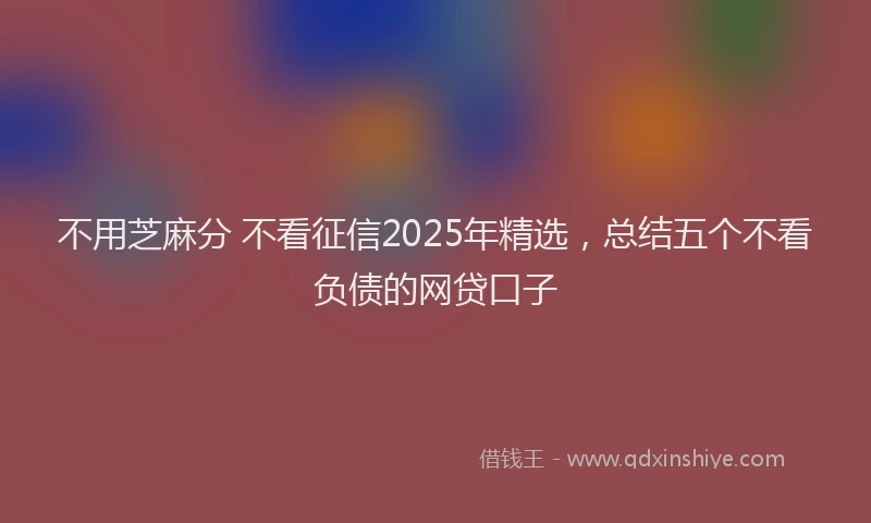 不用芝麻分 不看征信2025年精选，总结五个不看负债的网贷口子