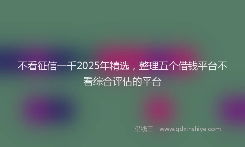不看征信一千2025年精选，整理五个借钱平台不看综合评估的平台