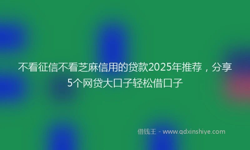 不看征信不看芝麻信用的贷款2025年推荐，分享5个网贷大口子轻松借口子