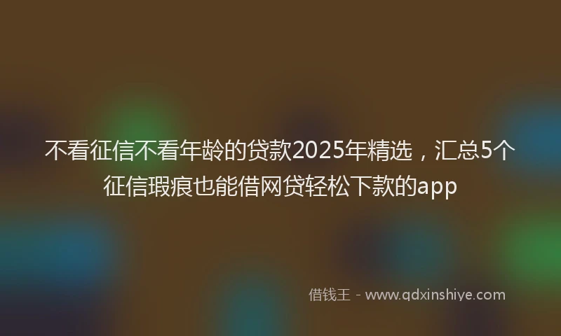 不看征信不看年龄的贷款2025年精选，汇总5个征信瑕疵也能借网贷轻松下款的app