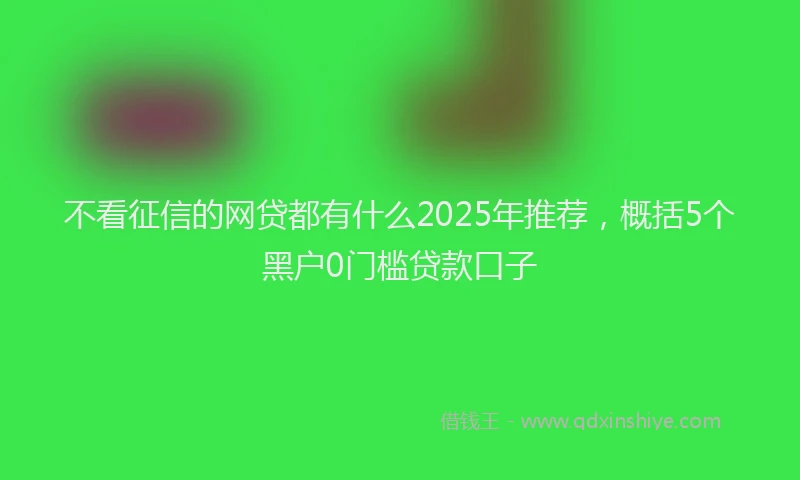 不看征信的网贷都有什么2025年推荐，概括5个黑户0门槛贷款口子