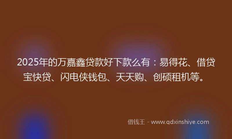 2025年的万嘉鑫贷款好下款么有：易得花、借贷宝快贷、闪电侠钱包、天天购、创硕租机等。