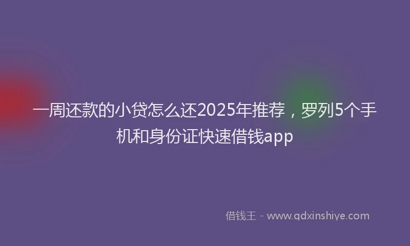 一周还款的小贷怎么还2025年推荐，罗列5个手机和身份证快速借钱app