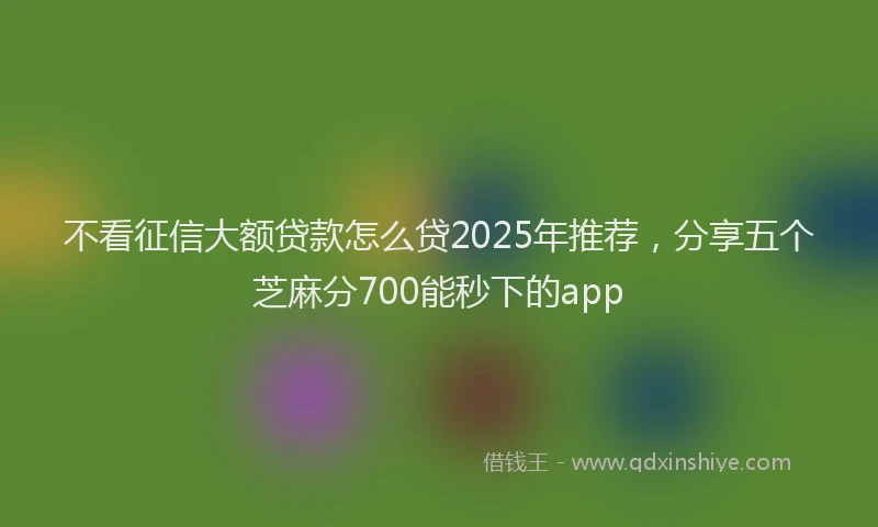 不看征信大额贷款怎么贷2025年推荐，分享五个芝麻分700能秒下的app