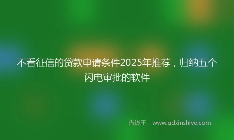 不看征信的贷款申请条件2025年推荐，归纳五个闪电审批的软件