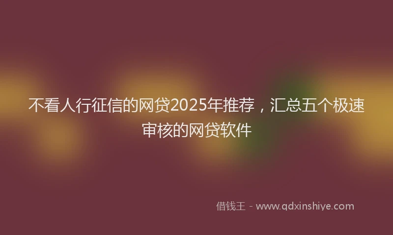 不看人行征信的网贷2025年推荐，汇总五个极速审核的网贷软件