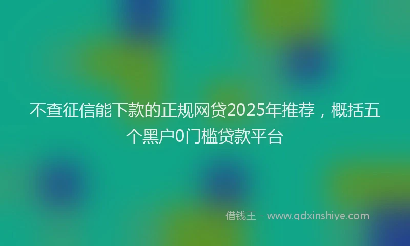 不查征信能下款的正规网贷2025年推荐，概括五个黑户0门槛贷款平台