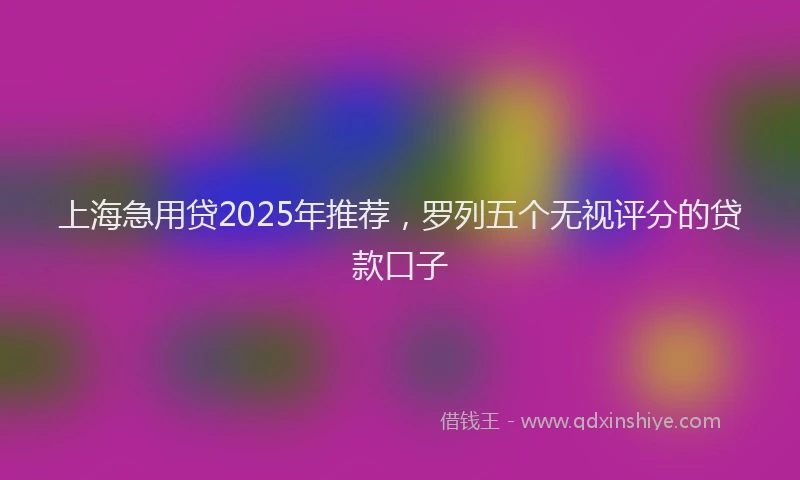 上海急用贷2025年推荐，罗列五个无视评分的贷款口子