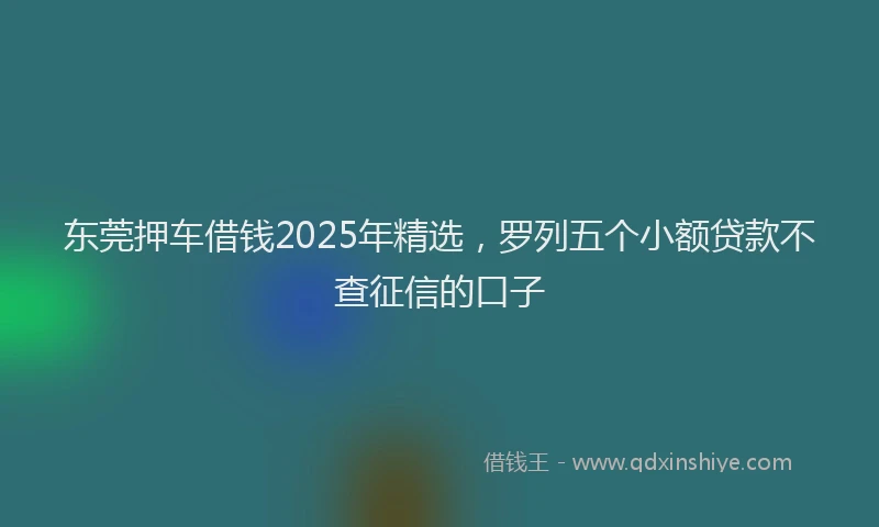 东莞押车借钱2025年精选,罗列五个小额贷款不查征信的口子